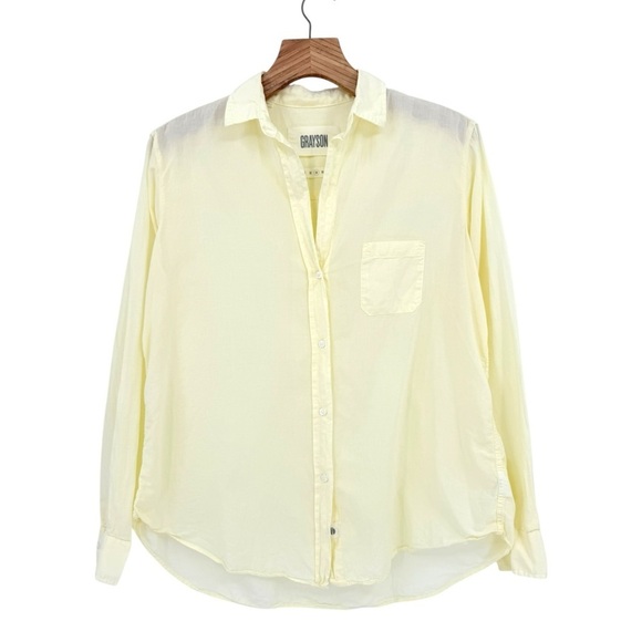 Grayson The Hero Button-Up Tissue Cotton Summer Shirt in Butter Yellow M - Picture 5 of 13